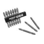 WOKIN 10pcs Double End Screwdriver Bit Set in its organizer block, with three bits removed to show the individual tools.