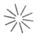 All ten WOKIN double end screwdriver bits arranged in a circular layout, displaying the hex shank and dual Phillips heads.