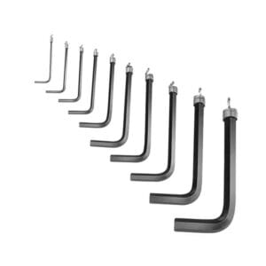 The WOKIN 10pcs Hex Key Set neatly arranged in ascending size order, showing the L-shape design.
