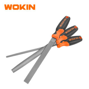 Wokin 3PCS wood files set coarse wood rasps including flat, half-round, and round files for woodworking with soft grip handles