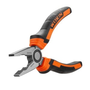 Side profile of WOKIN 6 inch combination pliers with jaws open ready for gripping.
