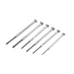 All six metal tools from the WOKIN Precision Screwdriver Set, featuring hardened tips and 360-degree rotating caps.