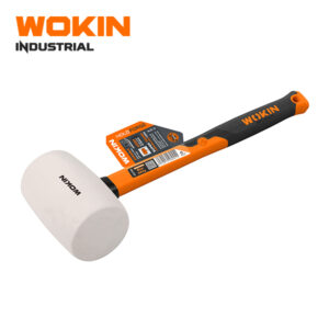 WOKIN 8oz (225g) White Rubber Mallet Hammer, Non-Marking Soft Blow Mallet with Fiberglass Handle for Tiles, Marble, and Flooring