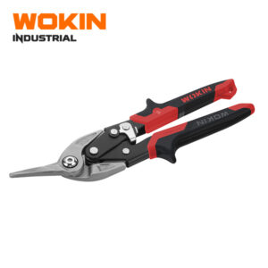 WOKIN Industrial 10" (250mm) Left Cut Aviation Snips, Cr-Mo Compound Action Sheet Metal Tin Snips (Red Grip)