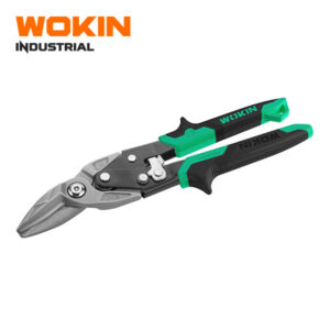WOKIN Industrial 10" (250mm) Right Cut Aviation Snips, Cr-Mo Compound Action Sheet Metal Tin Snips (Green Grip)