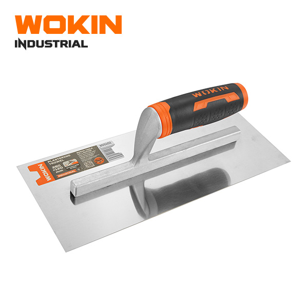 Wokin Industrial stainless steel plastering trowel with ergonomic plastic soft grip handle for masonry, concrete, and drywall finishing