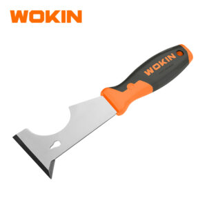 WOKIN 6 in 1 multi-function putty knife scraper with orange and black ergonomic soft grip handle