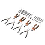 Collection of pliers and screwdriver bits from the Wokin 163pcs roller cabinet tools set