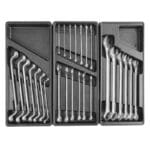 Drawer 4 from Wokin 163pcs roller cabinet tools set showing combination wrenches and specialty wrenches