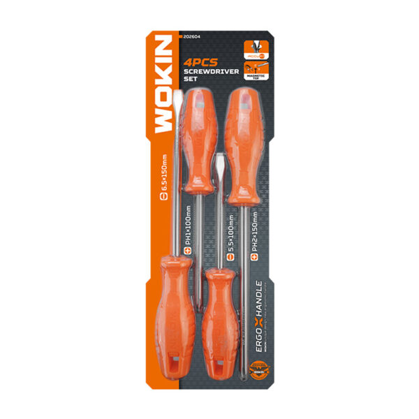 Wokin 4Pcs Screwdrivers Set in retail blister pack packaging