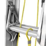 Close-up of the locking mechanism on the Wokin extension ladder