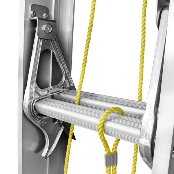 Close-up of the locking mechanism on the Wokin extension ladder