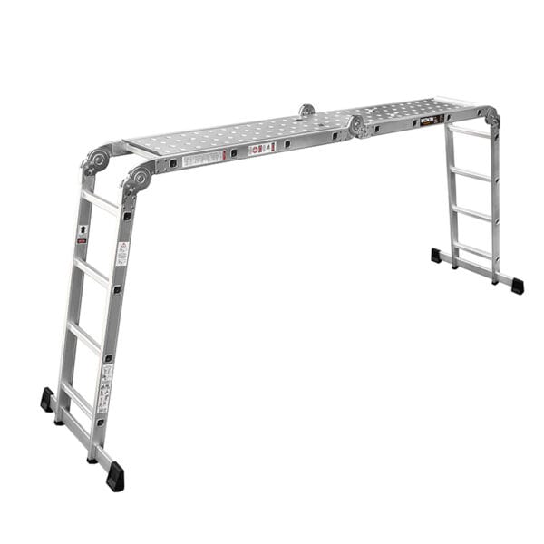 Wokin multi-purpose aluminum ladder in scaffold position with platform
