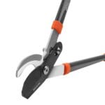 Side angle view of the open jaws on WOKIN branch cutter, highlighting the precision ground cutting edge