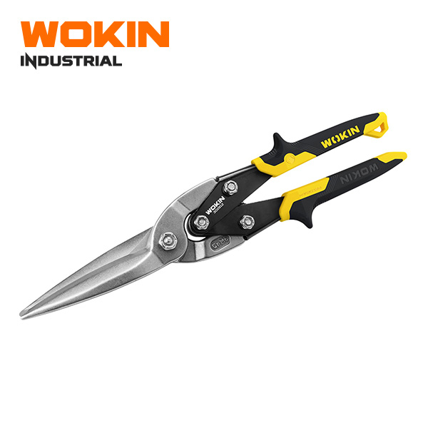 WOKIN Industrial 12" (300mm) Long Cut Straight Aviation Snips, Cr-Mo Compound Action Sheet Metal Tin Snips (302812)