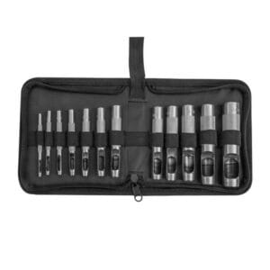WOKIN 12pcs hollow punch tools neatly arranged in black zippered case