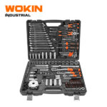 Wokin Industrial 142PCS socket and tool set mechanics auto repair kit with combination spanners, pliers, 3 ratchets, sockets, and oil filter wrench in a black case