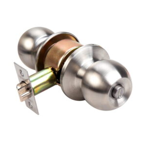 WOKIN cylinder-type spherical door lock showing push-button privacy mechanism and latch assembly