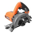 Side view of WOKIN 12A Marble Cutter showing ergonomic handle, blade guard, and depth adjustment mechanism