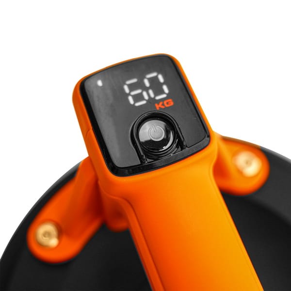 Top view of WOKIN 3.7V Electric Vacuum Suction Cup featuring digital display and power button
