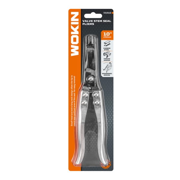 WOKIN 10-inch valve stem seal pliers in retail packaging
