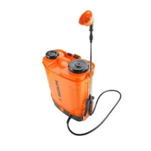 WOKIN 20V Cordless Pressure Sprayer with backpack tank, dual screw-top lids, and spray wand