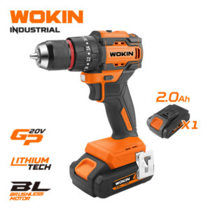WOKIN Industrial 20V brushless cordless drill 58 N.m (510 in-lbs) with 2.0Ah lithium-ion battery