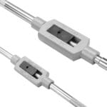 Detail view of adjustable bar-type tap wrenches designed for gripping various sizes of metric taps