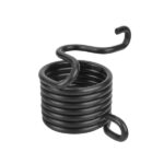 Close-up detail of the heavy-duty black coil retainer spring used to securely lock chisels into the barrel of the WOKIN air hammer.