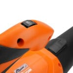 Close-up of the 2-speed control switch located on the handle of the WOKIN 20V garden blower.