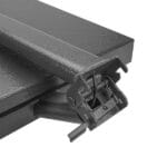 Close-up detail of the metal folding hinge and spring mechanism on the base of the WOKIN Electronic Platform Scale.