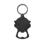 Back view of the WOKIN Bottle Opener Keychain showing the textured black metal finish and opener mechanism