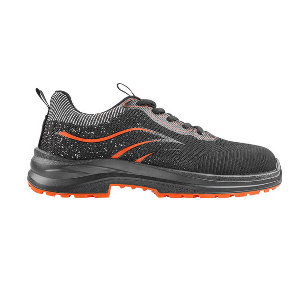 Side profile of the WOKIN industrial safety shoe, highlighting the sporty silhouette, reinforced protective toe area, and shock-absorbing midsole.