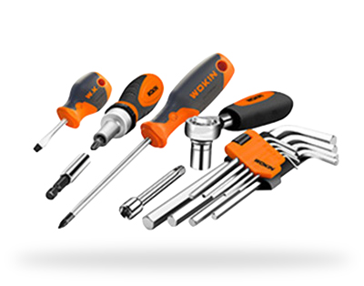 WOKIN fastening tools set including screwdrivers, ratcheting driver, socket wrench, and hex key set