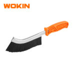 WOKIN 10-Inch (250mm) Curved Nylon Wire Scratch Brush, Non-Scratch Universal Cleaning Brush with Ergonomic Handle for Detailing and Grout
