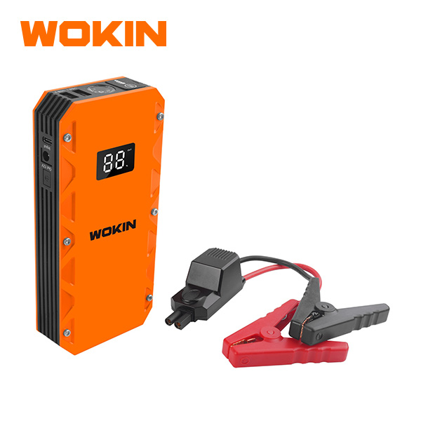 WOKIN 12V Portable Car Jump Starter Power Bank with Digital Display Screen and Smart Jumper Cables for Vehicle Battery Booster