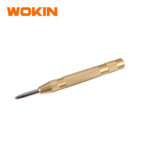 WOKIN 5-Inch (125mm) Brass Automatic Center Punch, Spring-Loaded Hole Punch Tool with Adjustable Tension for Metal Drilling and Woodworking