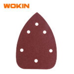WOKIN 5-Piece 6-Hole Teardrop Detail Sanding Sheets, Hook and Loop Triangle Sandpaper Pads for Palm Sander and Woodworking
