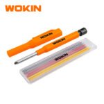 WOKIN Deep Hole Mechanical Carpenter Pencil Set with Built-In Sharpener, Pocket Holster, and Multi-Color Refill Leads for Woodworking and Construction