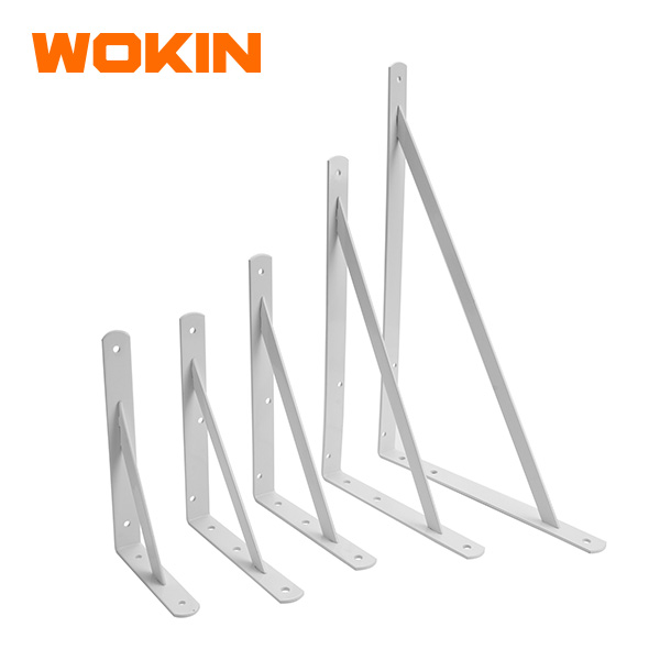 WOKIN Heavy Duty Shelf Brackets, White Steel Triangular Wall Mounted Support Brackets with Diagonal Brace for Shelving