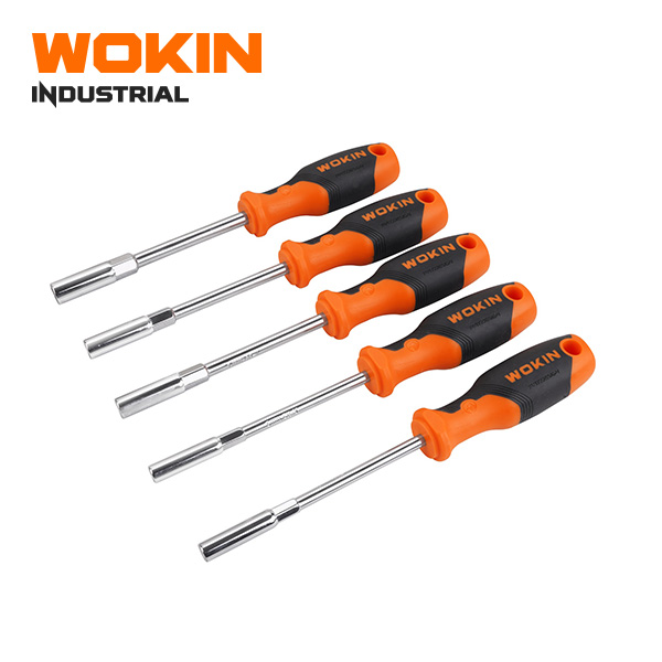 WOKIN Industrial 5-Piece Nut Driver Set, Hex Socket Screwdriver and Nut Spinner Set with Ergonomic Handles