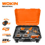 WOKIN Industrial GP 20V Brushless Cordless 2-Tool Combo Kit with Angle Grinder, Hammer Drill, Two 4.0Ah Batteries, and Hard Carry Case