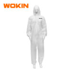 WOKIN White Disposable Protective Coveralls with Hood, Full Body Painter Suit with Elastic Wrists and Ankles for Spray Painting and Dust Protection
